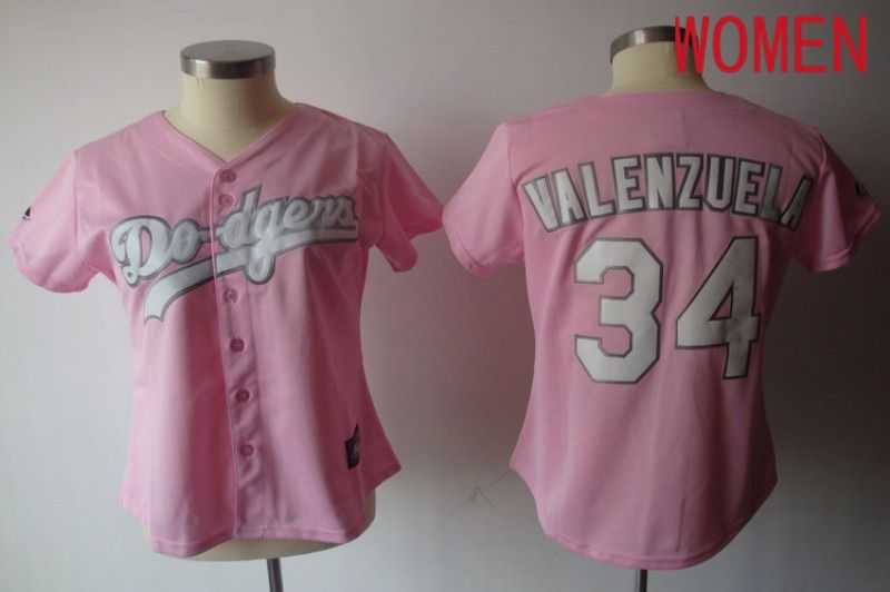Women Los Angeles Dodgers 34 Valenzuela Pink 2024 MLB Jersey